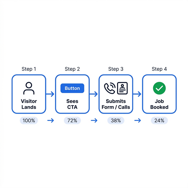 Conversion Pathways — visitor to booked job funnel